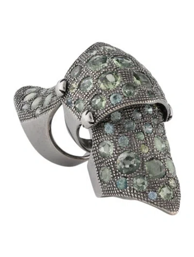 Pre-owned Loree Rodkin 18k Sapphire Armor Bondage Finger Ring In Multi