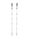 Loree Rodkin 18k White Gold Diamond Long Drop Cross Earrings In Metallic
