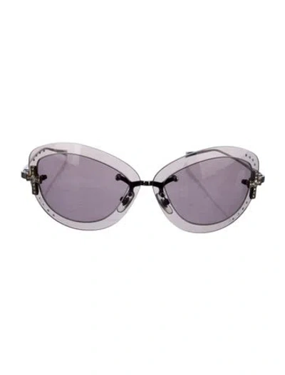 Pre-owned Loree Rodkin Cat-eye Tinted Sunglasses In Silver