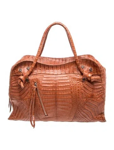 Pre-owned Loree Rodkin Crocodile Shoulder Bag In Brown