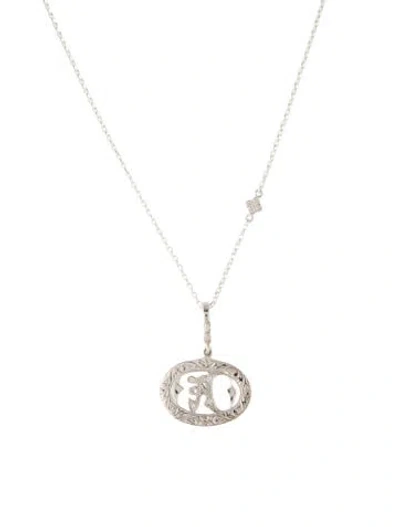 Pre-owned Loree Rodkin Cubic Zirconia 'a' Initial Pendant Necklace, 17.75" In Multi