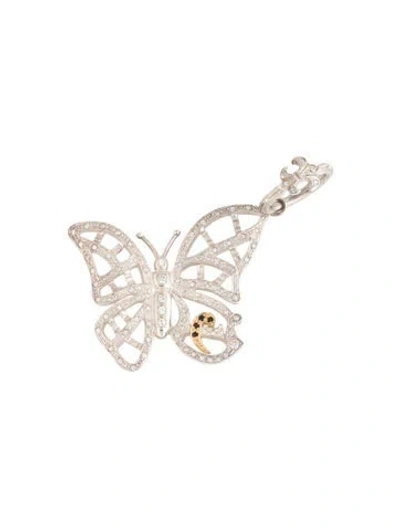 Pre-owned Loree Rodkin Cubic Zirconia Butterfly Pendant In Black/clear
