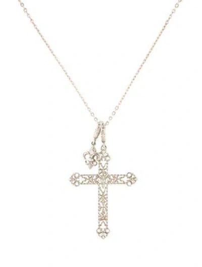 Pre-owned Loree Rodkin Cubic Zirconia Cross & Charm Pendant Necklace, 19" In Multi