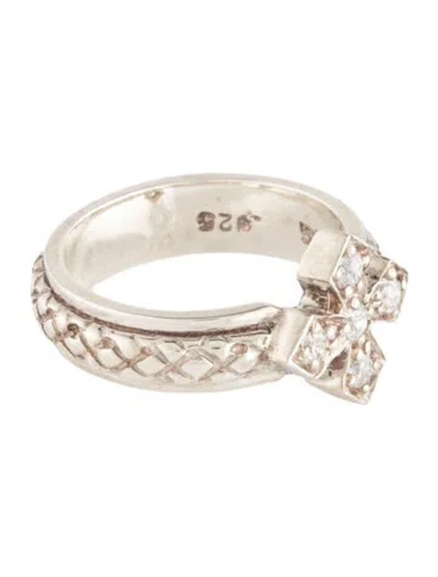 Pre-owned Loree Rodkin Cubic Zirconia Cross Band In Multicolor