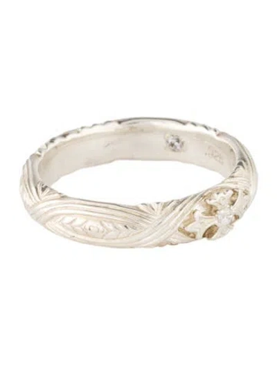 Pre-owned Loree Rodkin Cubic Zirconia Cross Band In Transparent
