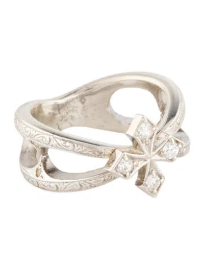 Pre-owned Loree Rodkin Cubic Zirconia Cross Cocktail Ring In Multi