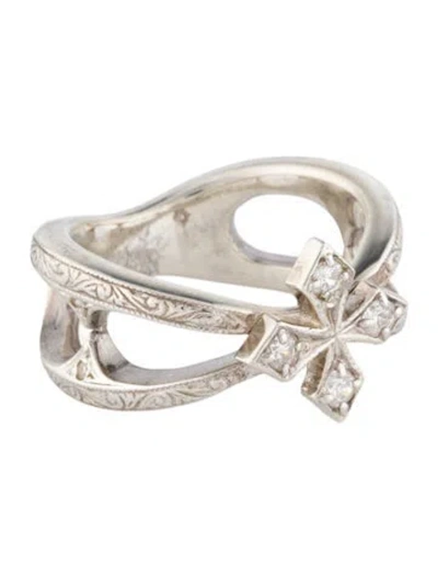 Pre-owned Loree Rodkin Cubic Zirconia Cross Cocktail Ring In Multi