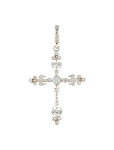Pre-owned Loree Rodkin Cubic Zirconia Cross Pendant In Multi