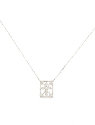 Pre-owned Loree Rodkin Cubic Zirconia Cross Pendant Necklace, 17.5" In White