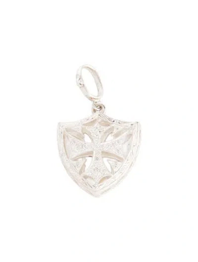 Pre-owned Loree Rodkin Cubic Zirconia Cross Shield Pendant In Multi