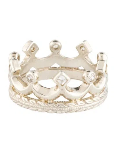 Pre-owned Loree Rodkin Cubic Zirconia Crown Ring In Multi