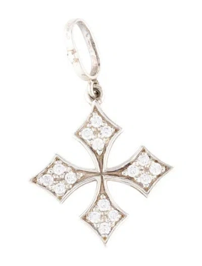 Pre-owned Loree Rodkin Cubic Zirconia Fancy Star Princess Cross Pendant, 1.5" In Multicolor
