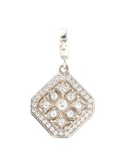 Pre-owned Loree Rodkin Cubic Zirconia Framed Snowflake Pendant, 1.25" In Multi