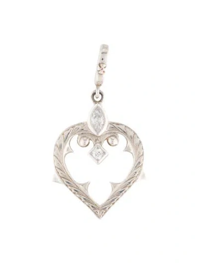 Pre-owned Loree Rodkin Cubic Zirconia Heart Pendant In Multicolor