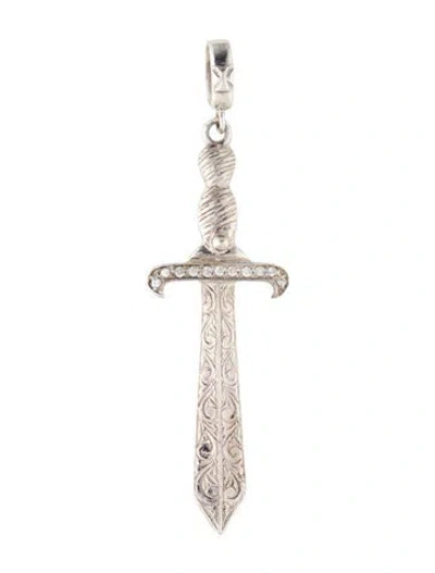 Pre-owned Loree Rodkin Cubic Zirconia Medium Dagger Pendant, 2.5" In Multi