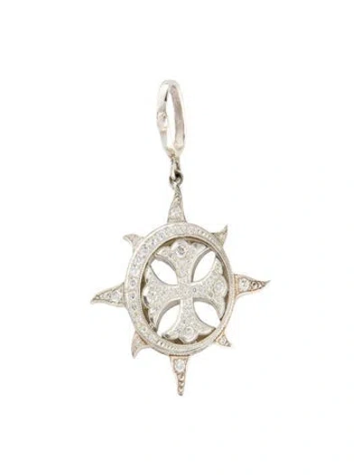 Pre-owned Loree Rodkin Cubic Zirconia Native Sun Pendant, 1.5" In Multi