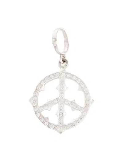 Pre-owned Loree Rodkin Cubic Zirconia Peace Sign Pendant In Multi