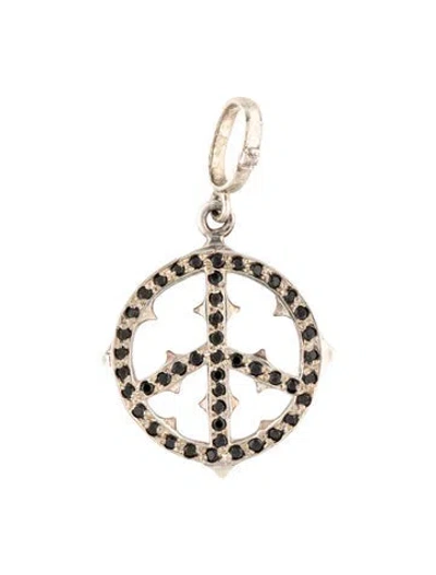 Pre-owned Loree Rodkin Cubic Zirconia Peace Symbol Pendant In Black