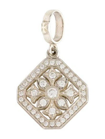 Pre-owned Loree Rodkin Cubic Zirconia Square Pendant, 1.25" In Multicolor