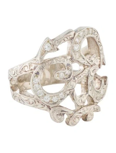 Pre-owned Loree Rodkin Cubic Zirconia Swirl Cocktail Ring In Multi
