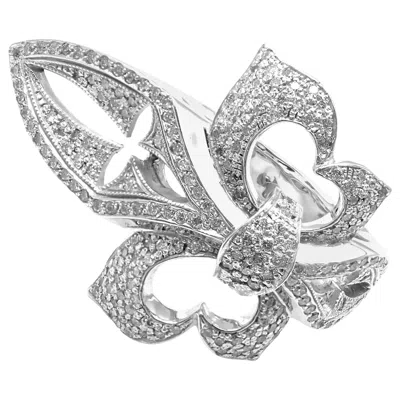 Pre-owned Loree Rodkin Diamond Fleur-de-lis White Gold Ring