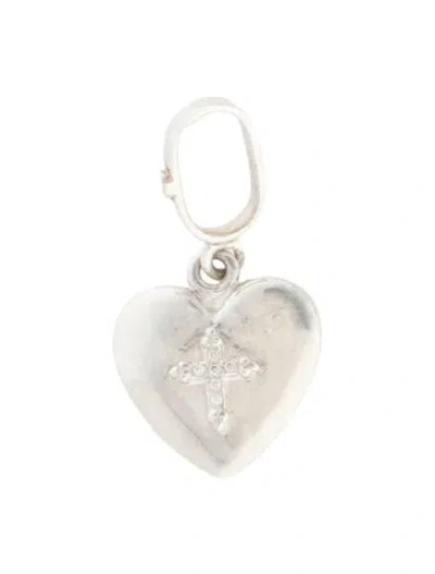 Pre-owned Loree Rodkin Diamond Heart Cross Pendant In Multi