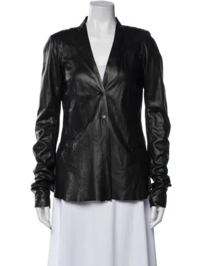 Pre-owned Loree Rodkin Faux Leather Biker Jacket In Black