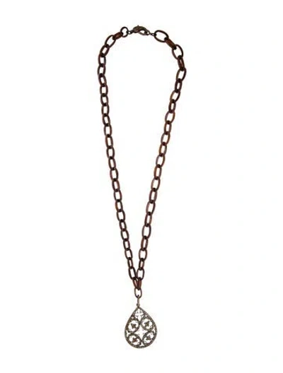 Pre-owned Loree Rodkin Horn, Sapphire & Diamond Link Chain Necklace, 32" In Multi