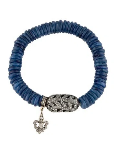 Pre-owned Loree Rodkin Kyanite Diamond Fleur-de-lis Charm Bracelet, 7" In Multi