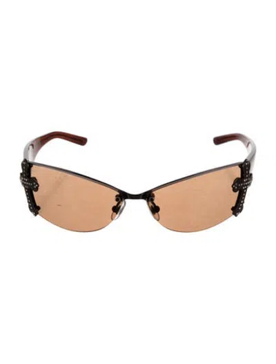 Pre-owned Loree Rodkin Narrow Tinted Sunglasses In Brown