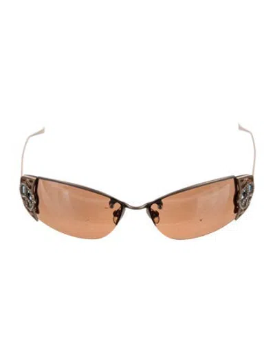Pre-owned Loree Rodkin Narrow Tinted Sunglasses In Gold