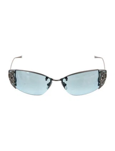 Pre-owned Loree Rodkin Narrow Tinted Sunglasses In Silver