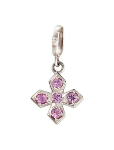 Pre-owned Loree Rodkin Pink Sapphire Cross Pendant, 1.25" In Multi