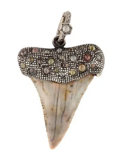 Pre-owned Loree Rodkin Shark Tooth & Diamond Pendant In Multi