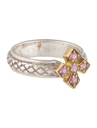 Pre-owned Loree Rodkin Two-tone Pink Sapphire Cross Cocktail Ring In Multi