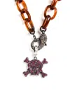 Loree Rodkin Womens 18k White Gold Diamond Ruby Pave Skull Pendant Necklace 59.1g In Silver