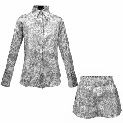 Loreen Label Black / White Miray Floral Shirt & Mila Shorts Set - Black Blossom