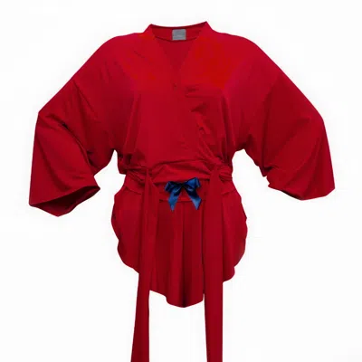 Loreen Label Women's Bamboo Wrap Top & Butterfly Shorts In Red