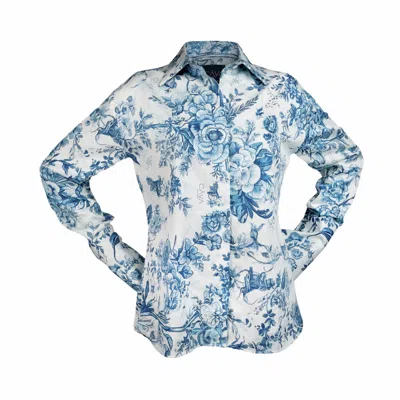 Loreen Label Women's Blue / White Cāva Botanical Garden - Premium Cotton Satin Shirt