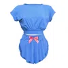 Loreen Label Women's Open Back Top & Butterfly Shorts - Sky Blue In Blue