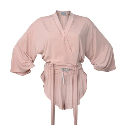 Loreen Label Women's Pink / Purple Bamboo Wrap Top & Butterfly Shorts In Pink/purple