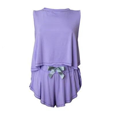 Loreen Label Women's Pink / Purple Crop Top & Butterfly Shorts In Pink/purple