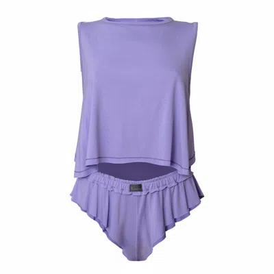 Loreen Label Women's Pink / Purple Crop Top & Cute Wavy Shorts In Pink/purple