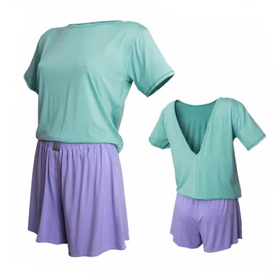 Loreen Label Women's Pink / Purple / Green Bamboo Double-sided T-shirt & Boxer Shorts In Pink/purple/green