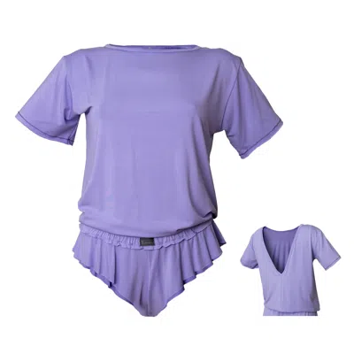 Loreen Label Women's Pink / Purple Bamboo Double-sided T-shirt & Cute Wavy Shorts In Pink/purple