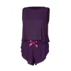Loreen Label Women's Purple Bamboo Crop Top & Butterfly Shorts - Dark Violet In Purple