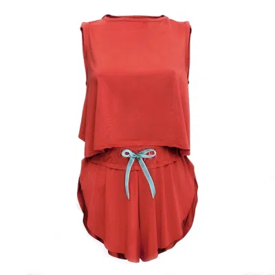 Loreen Label Women's Red Crop Top & Butterfly Shorts