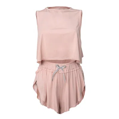 Loreen Label Women's Pink / Purple Bamboo Crop Top & Butterfly Shorts In Pink/purple