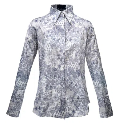 Loreen Label Women's White / Blue Miray Floral Shirt - Blossom Breeze In White/blue