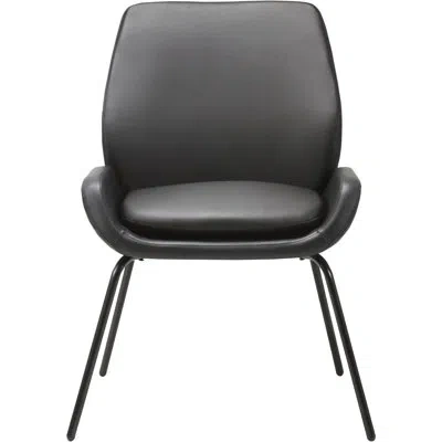 Lorell 11.4" W Leather Seat Waiting Room Chair With Metal Frame In Black